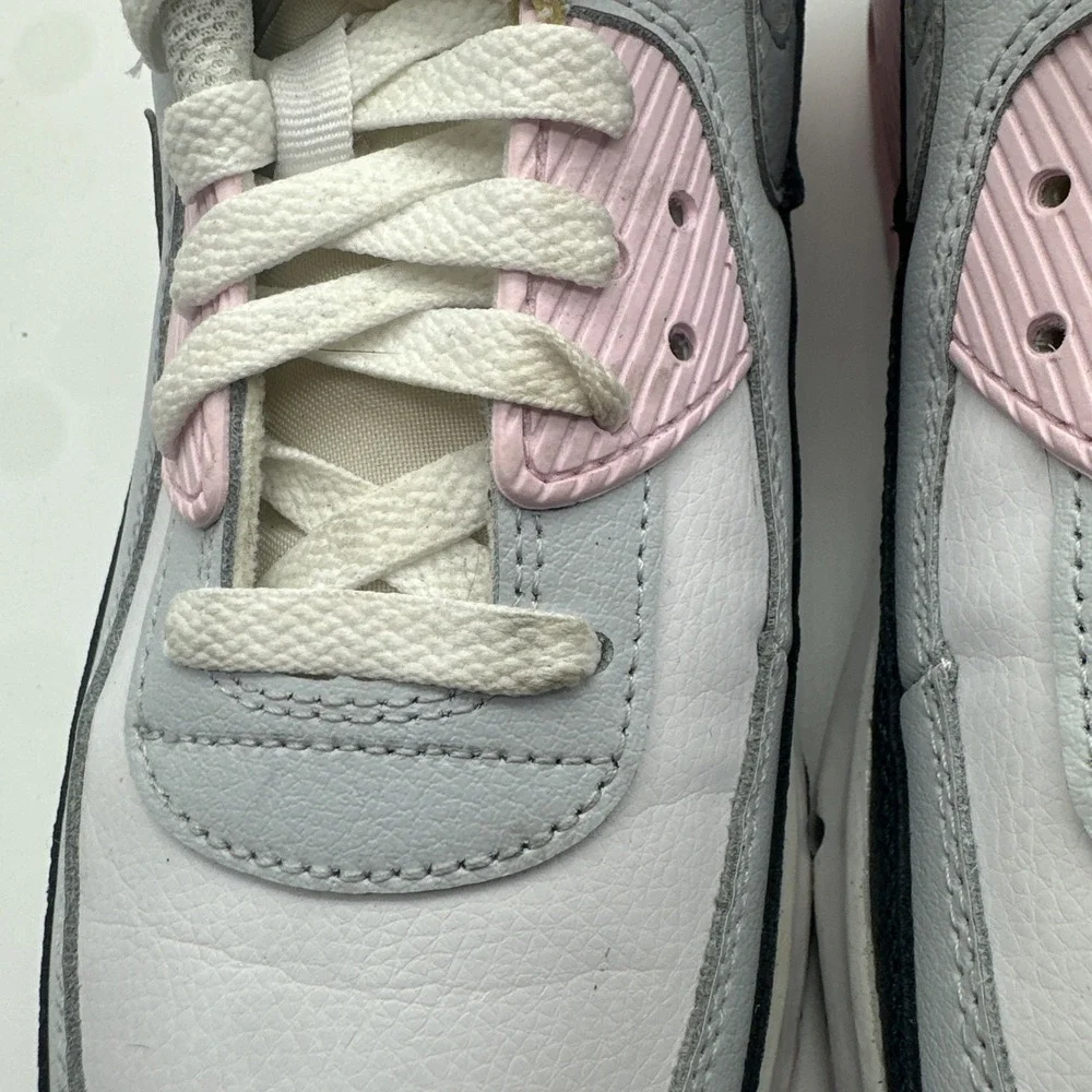 Nike Air Max 90 Shoes Girls Size 7Y White Pink Navy Sneakers HF6358-104